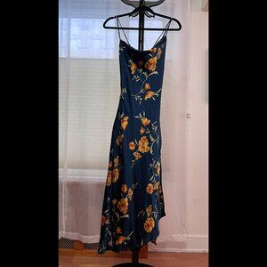 Gaia Floral Midi Dress in Satin Size Medium